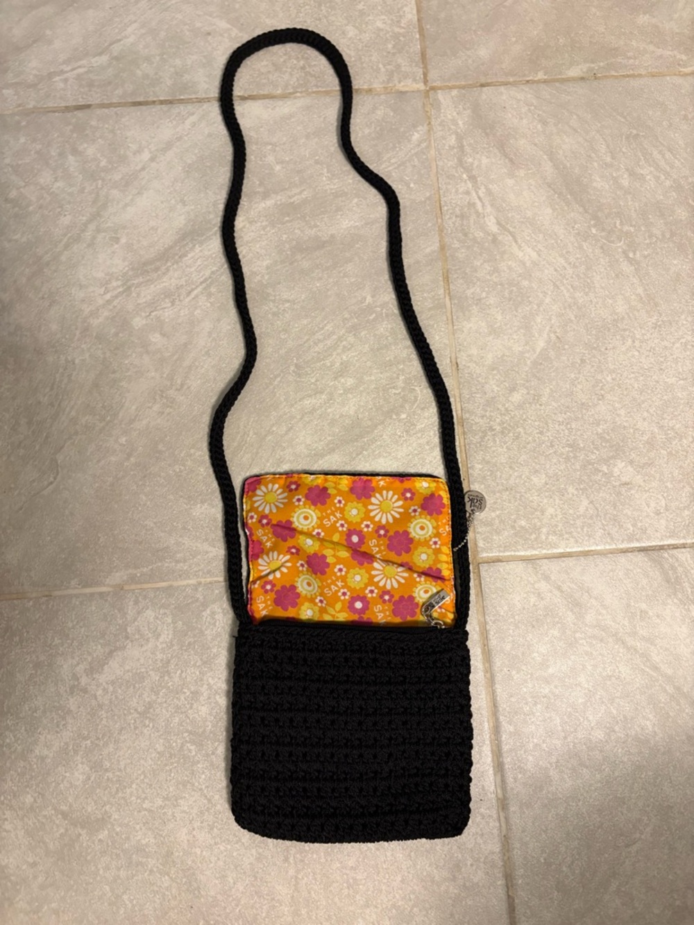 The Sak Black Crochet Crossbody Bag